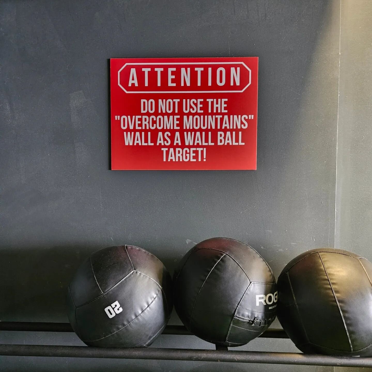 Members, please note signage around the gym. 

Our mural wall is made of drywall and cannot handle any impact.  It also shakes the neighbouring wall that undermines the mirrors and tv systems on the other side.

If you wish to do wall balls with high