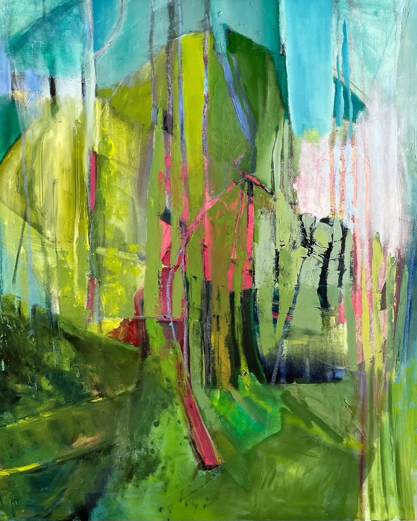 Into the green #colour #abstract #impressionism #blues #greens #trees #sky