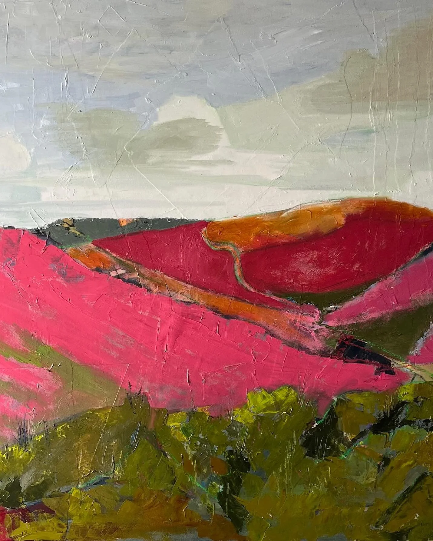 Ramsgill in bloom #moorland #moors #heather #purple #pink #wild #wilderness #yorkshire #oils #abstract #impressionism #90x90cm