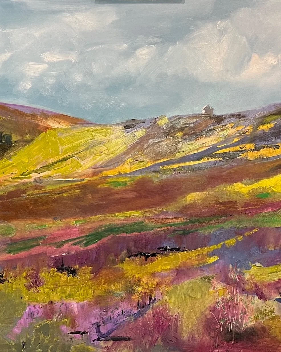 Rosedale #hanging stones #oil #canvas #colour #sky #moor #moorlands #heather #hut #wilderness