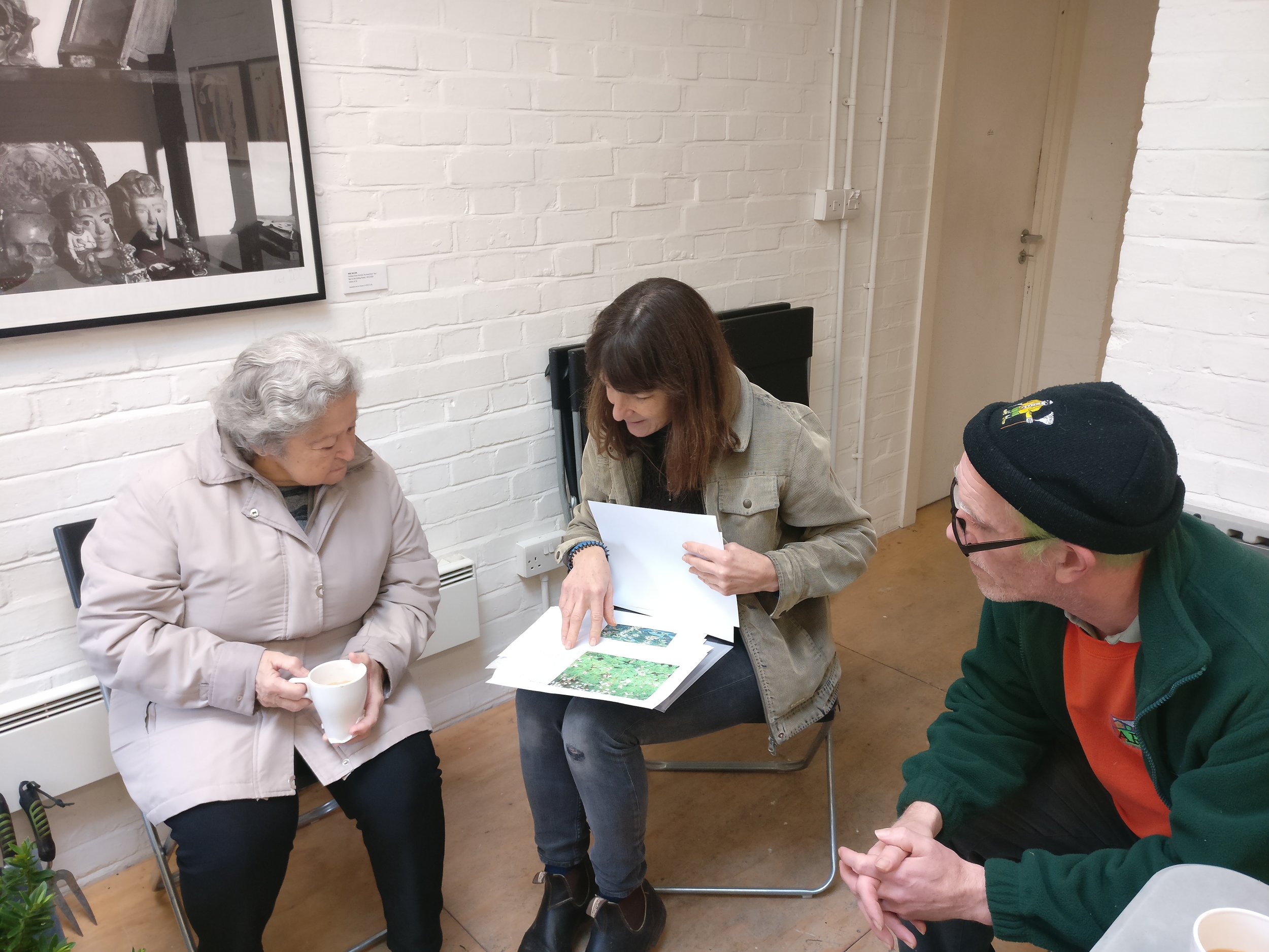 Sally, Jane and Kevin discussing planting