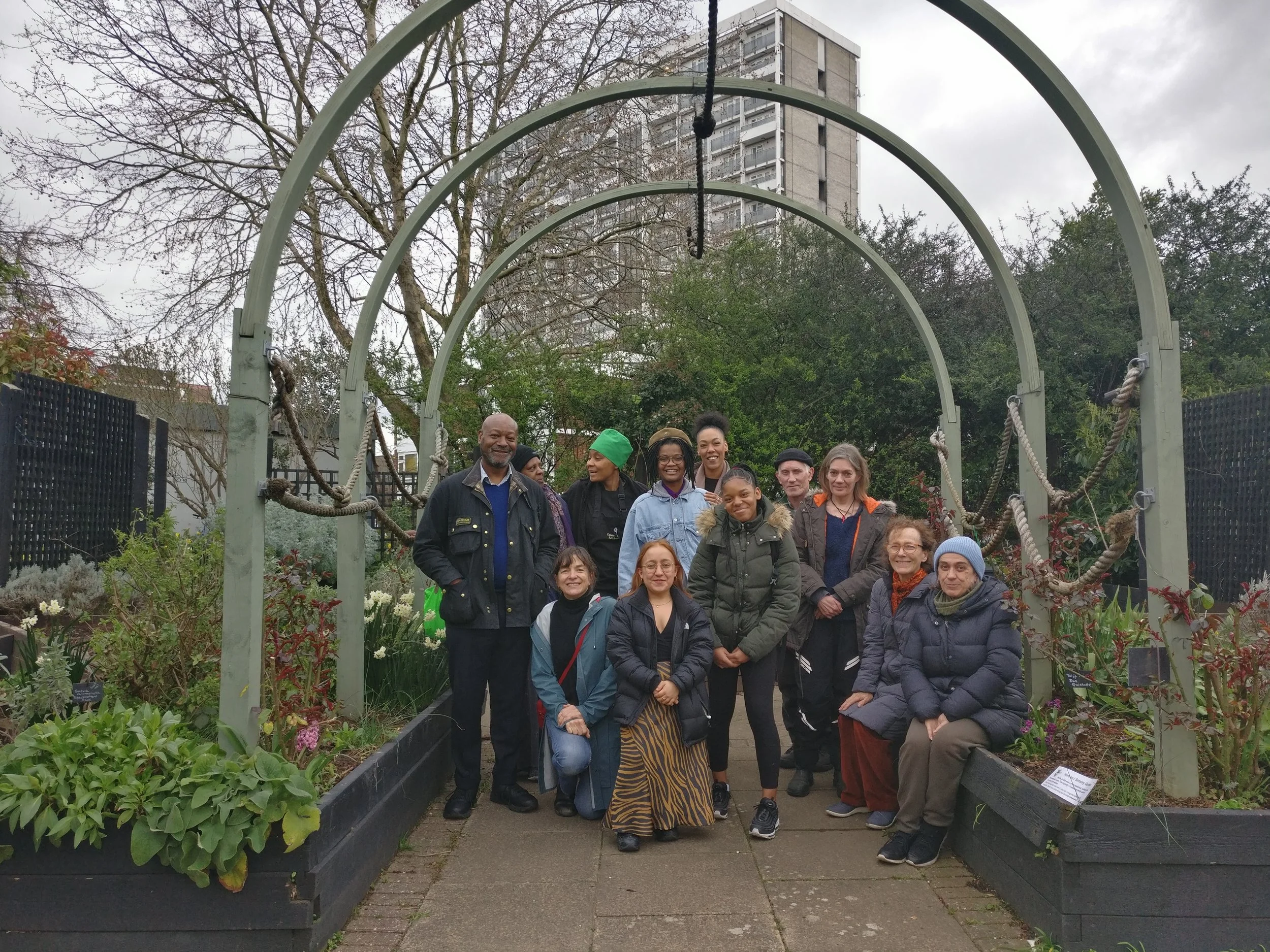 Adopt a Tub participants from our second workshop at St Mary’s Secret Garden getting inspired by all of their plants