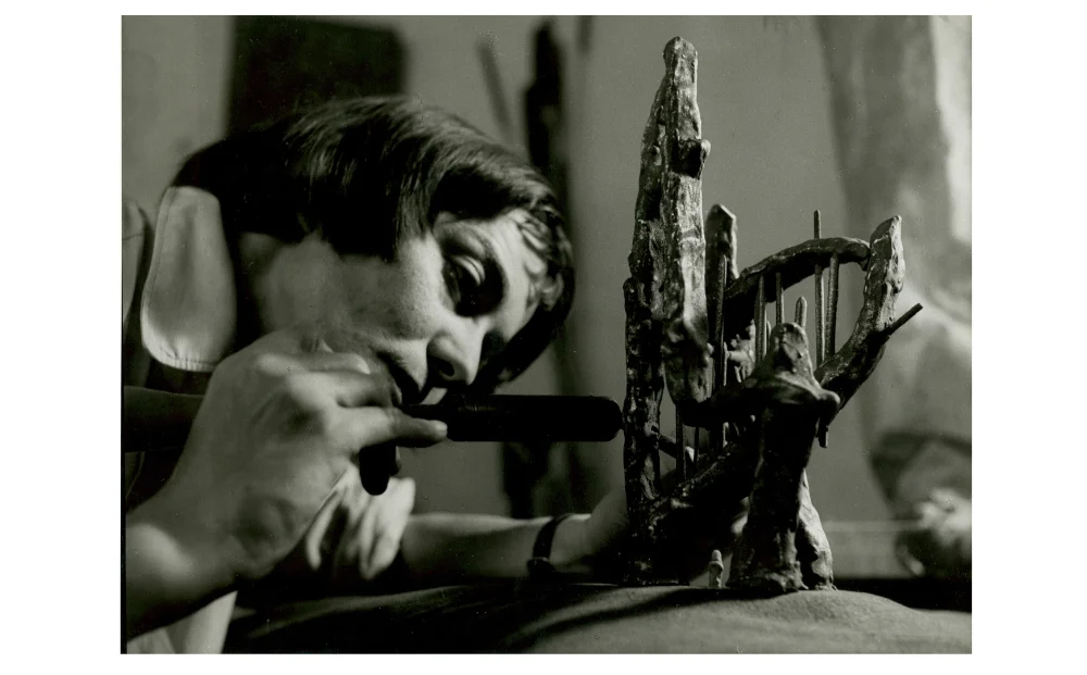 Olga Jevrić in the garden of her studio