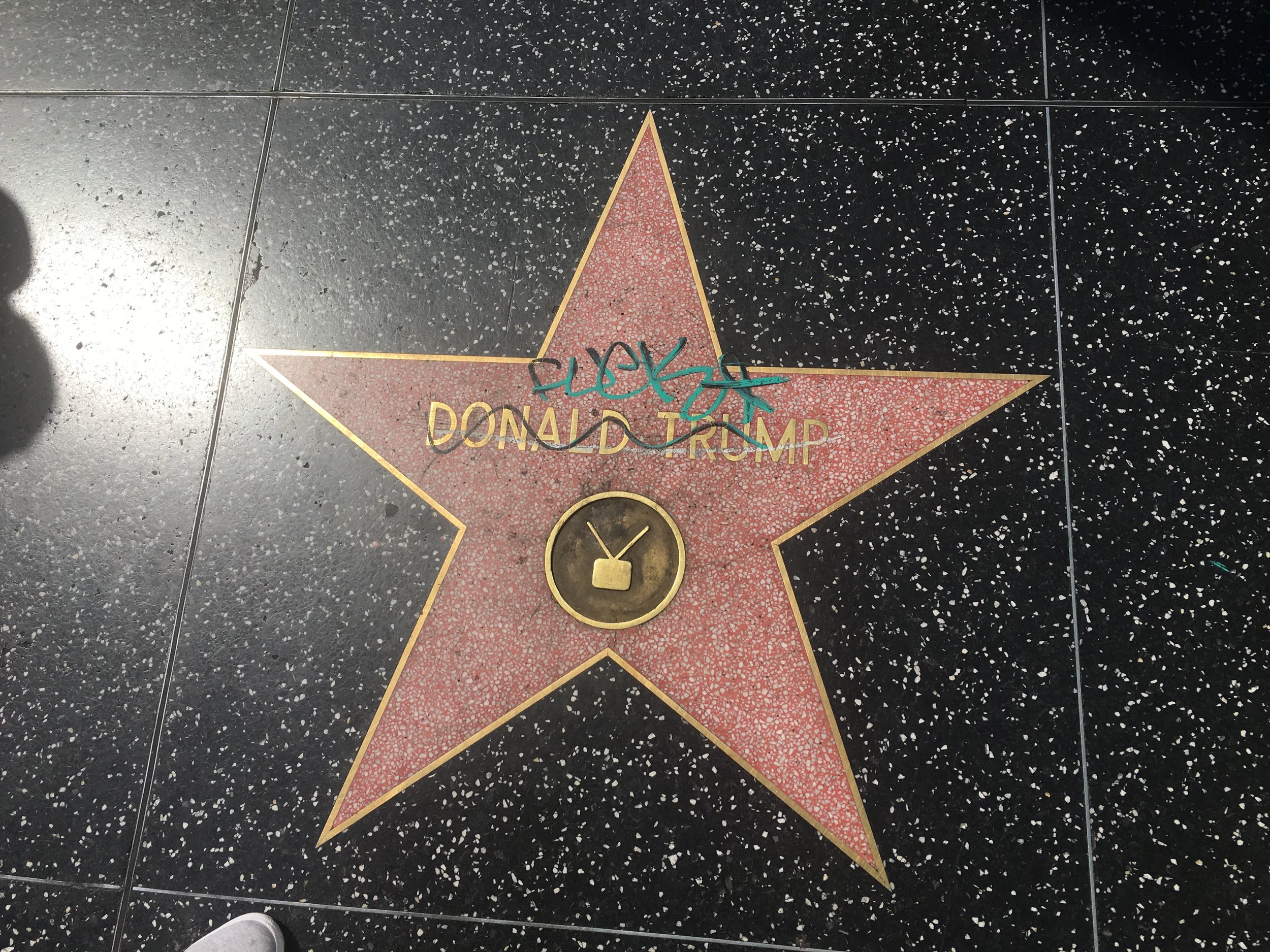Trumppi bongattiin Walk of Famelta. Kaveri jakaa kansaa täällä vahvasti, kuten tästäkin "fuck it" töherryksestä saattaa päätellä ;)
