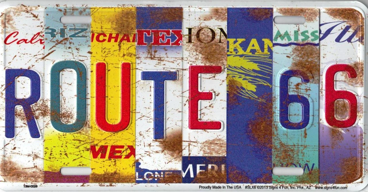 Route66 States: Illinois, Missouri, Kansas, Oklahoma, Texas, New Mexico, Arizona, California.