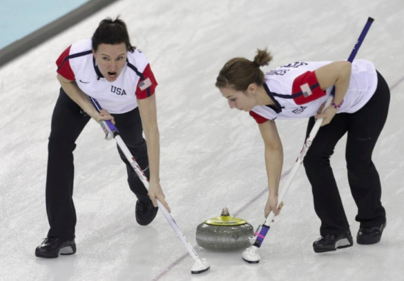 Team USA lead Ann Swisshelm, left, and second Jessica Schultz compete at the 2014 Winter Olympics in Sochi. (Ints Kalnins/Reuters)