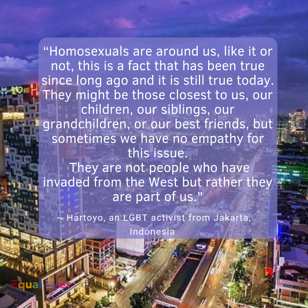  “Homosexuals are around us, like it or not, this is a fact that has been true since long ago and it is still true today. They might be those closest to us, our children, our siblings, our grandchildren, or our best friends, but sometimes we have no 