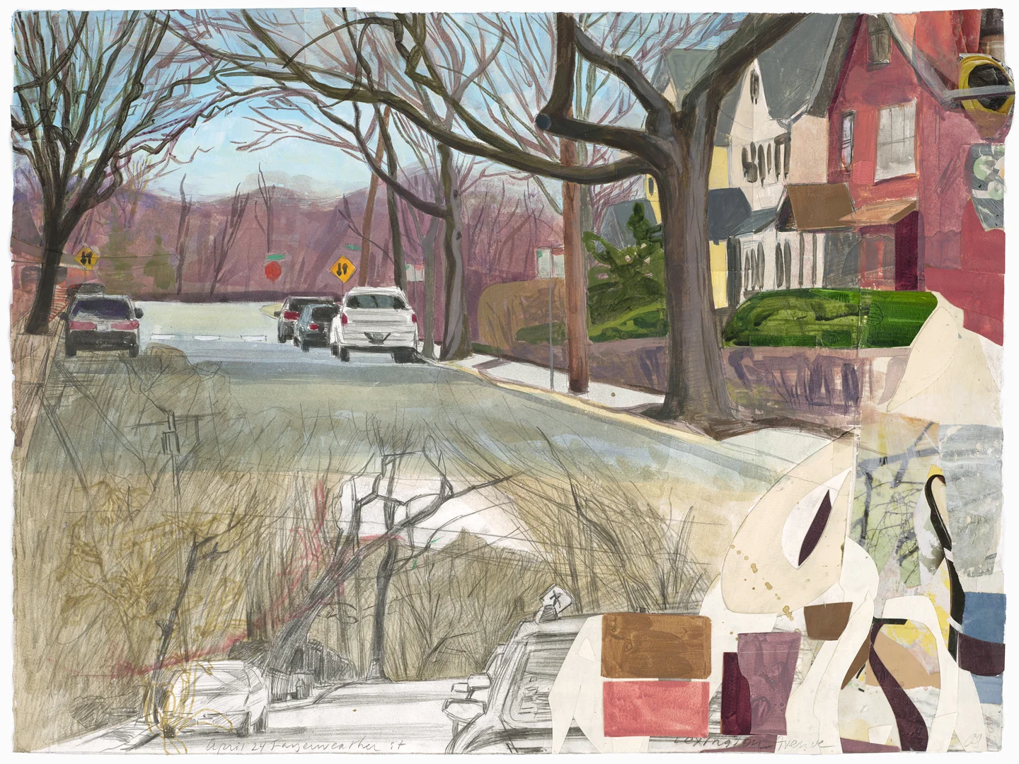 Lexington Ave, 2017, 17"x21", Mixed media on paper