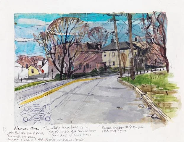 Huron Ave, 2015, 11"x14", mixed media on paper