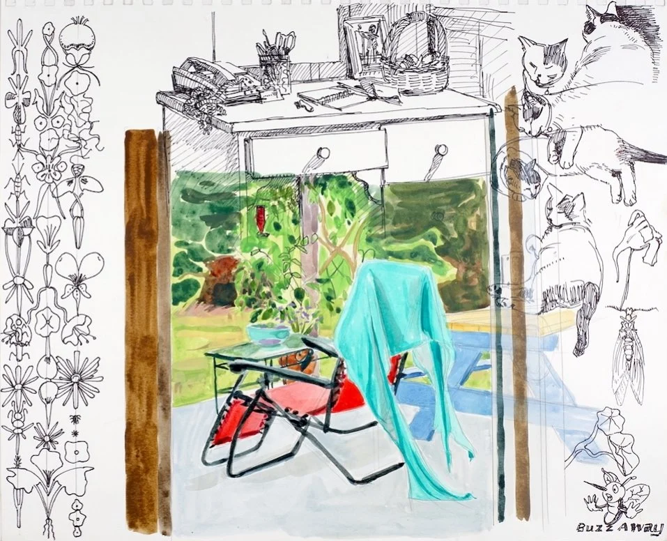  Vineyard Sketchbook 2015  Acrylic, Gouache, Pen, and Pencil on Paper  14” x 17” 