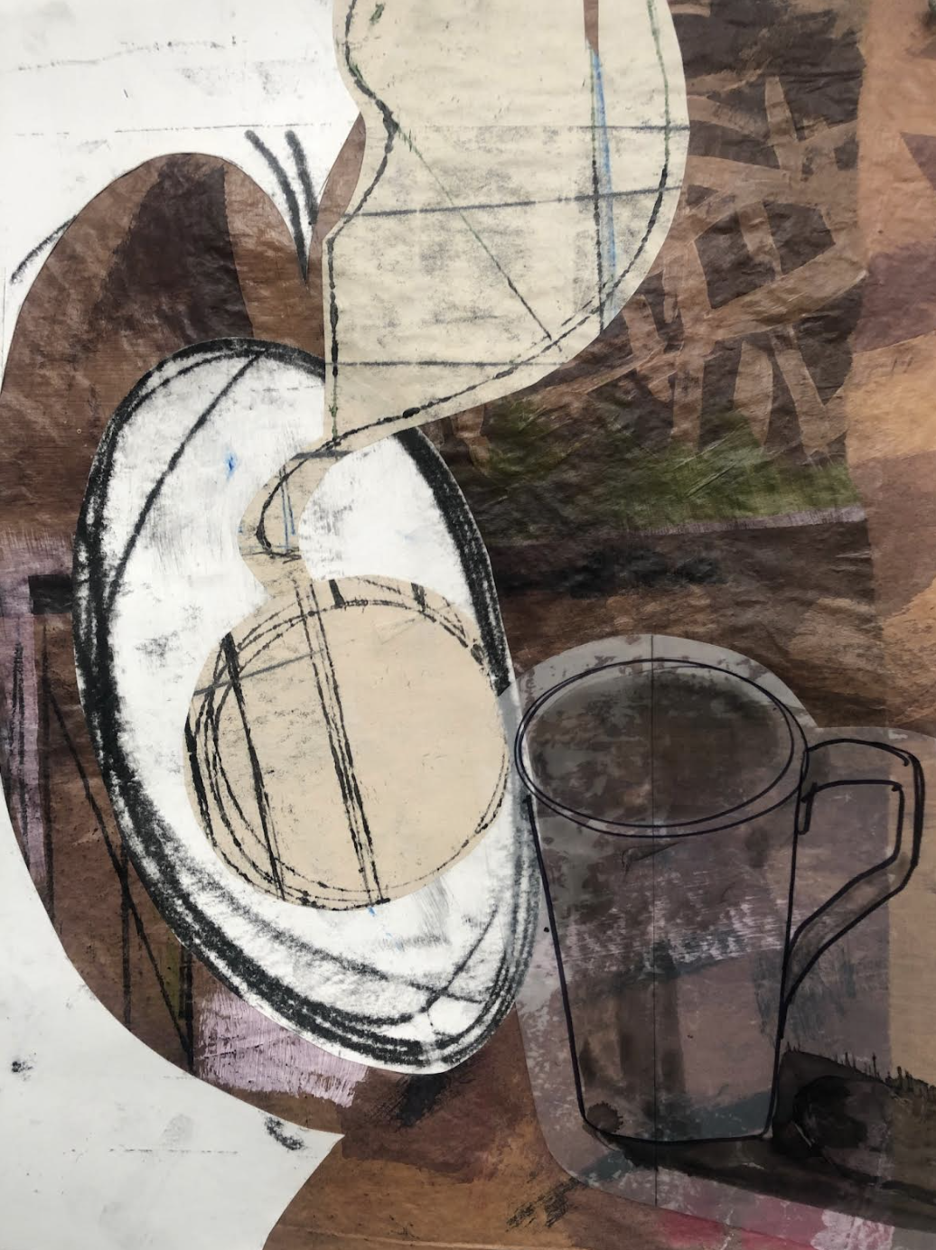 Collage Drawings Using Trace Monotypes and Sketches on Vellum