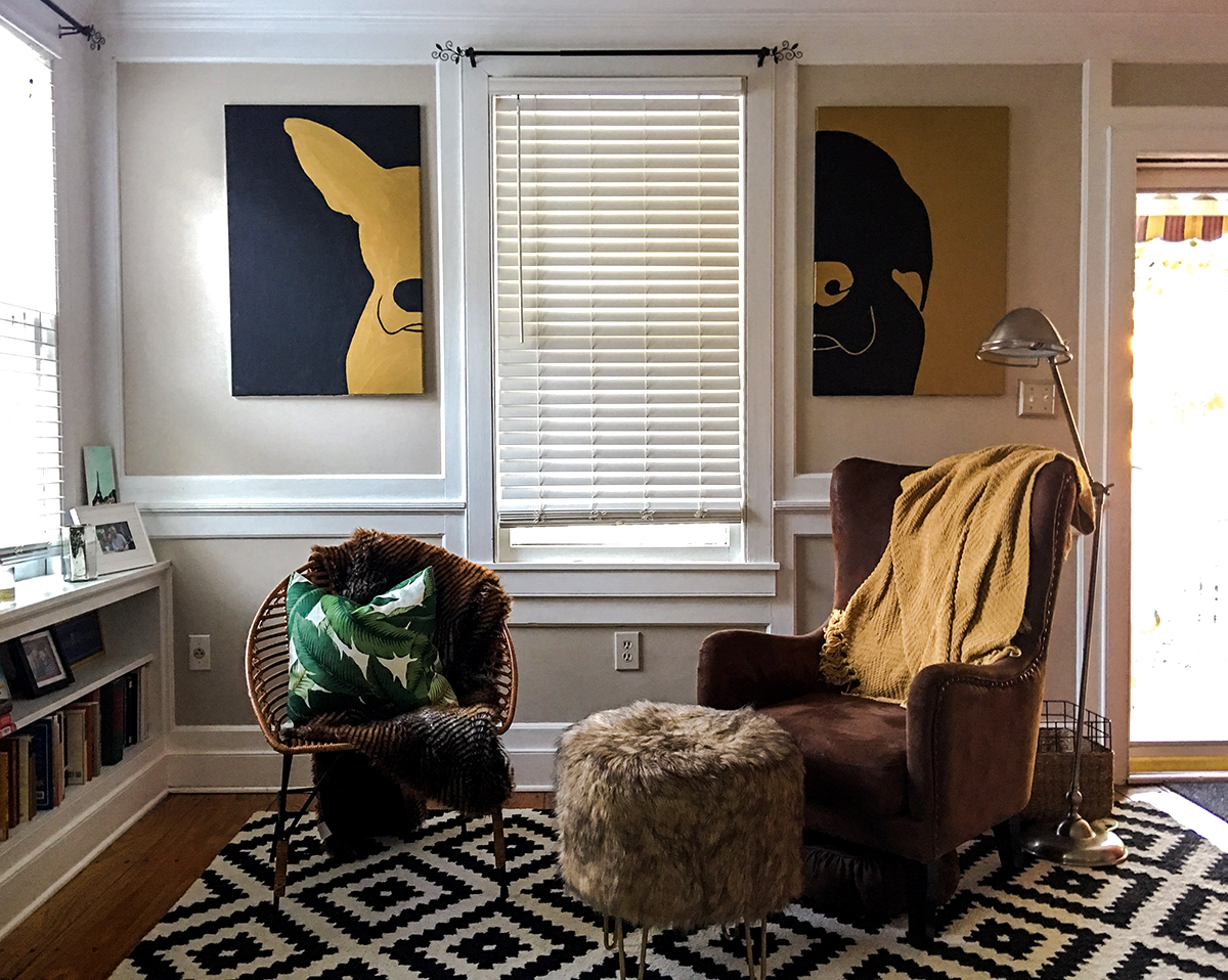 Our pet silhouettes fit perfectly into the new living room.