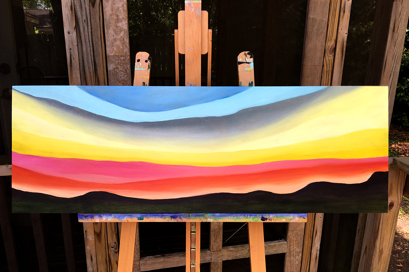 "sunrise on wood" 12 x 36