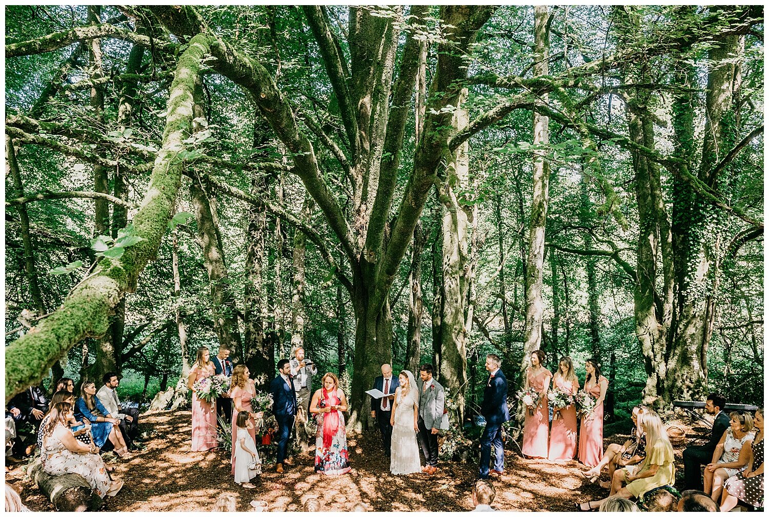 streamcombe farm woodland wedding ceremony