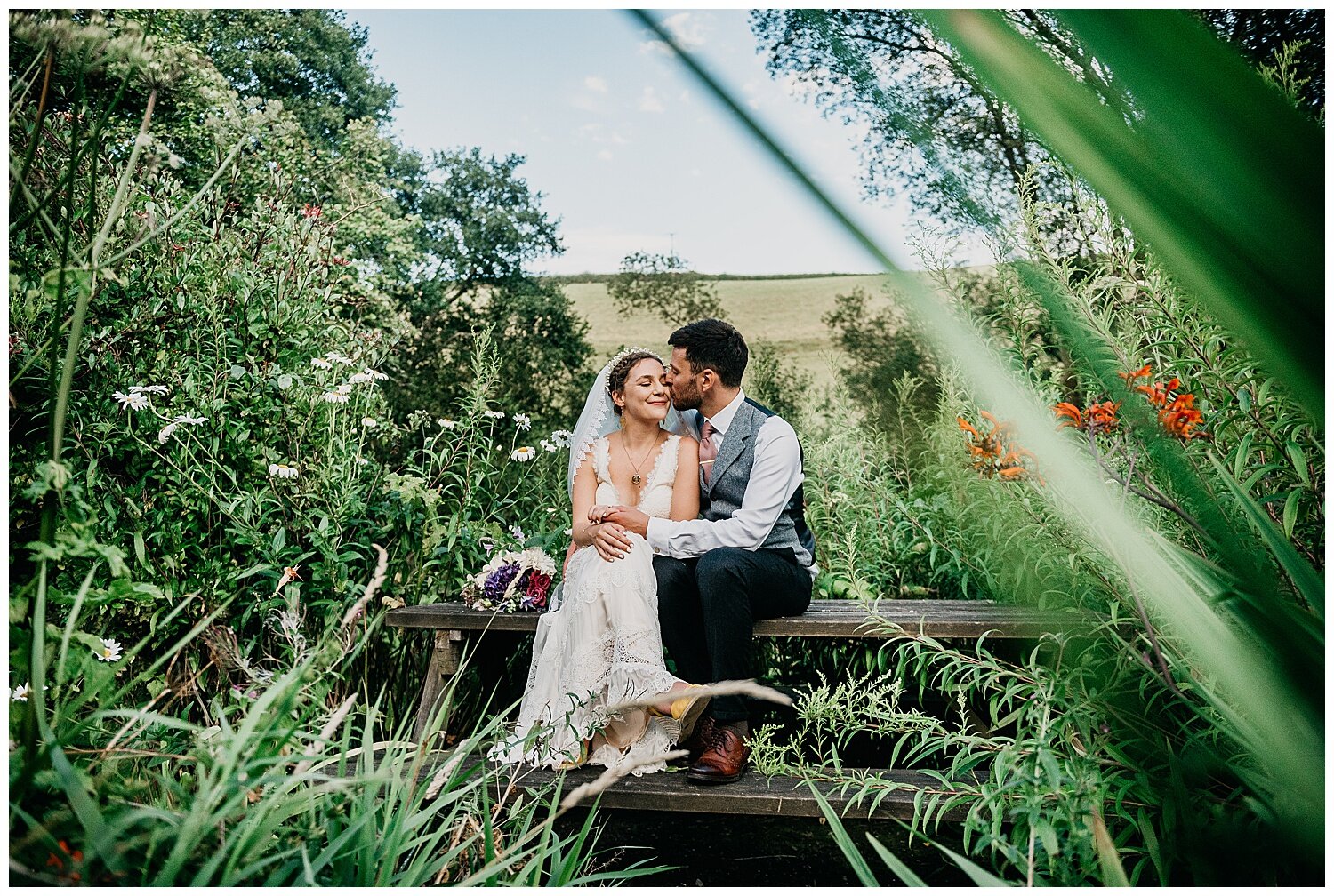 bride and groom at streamcombe farm