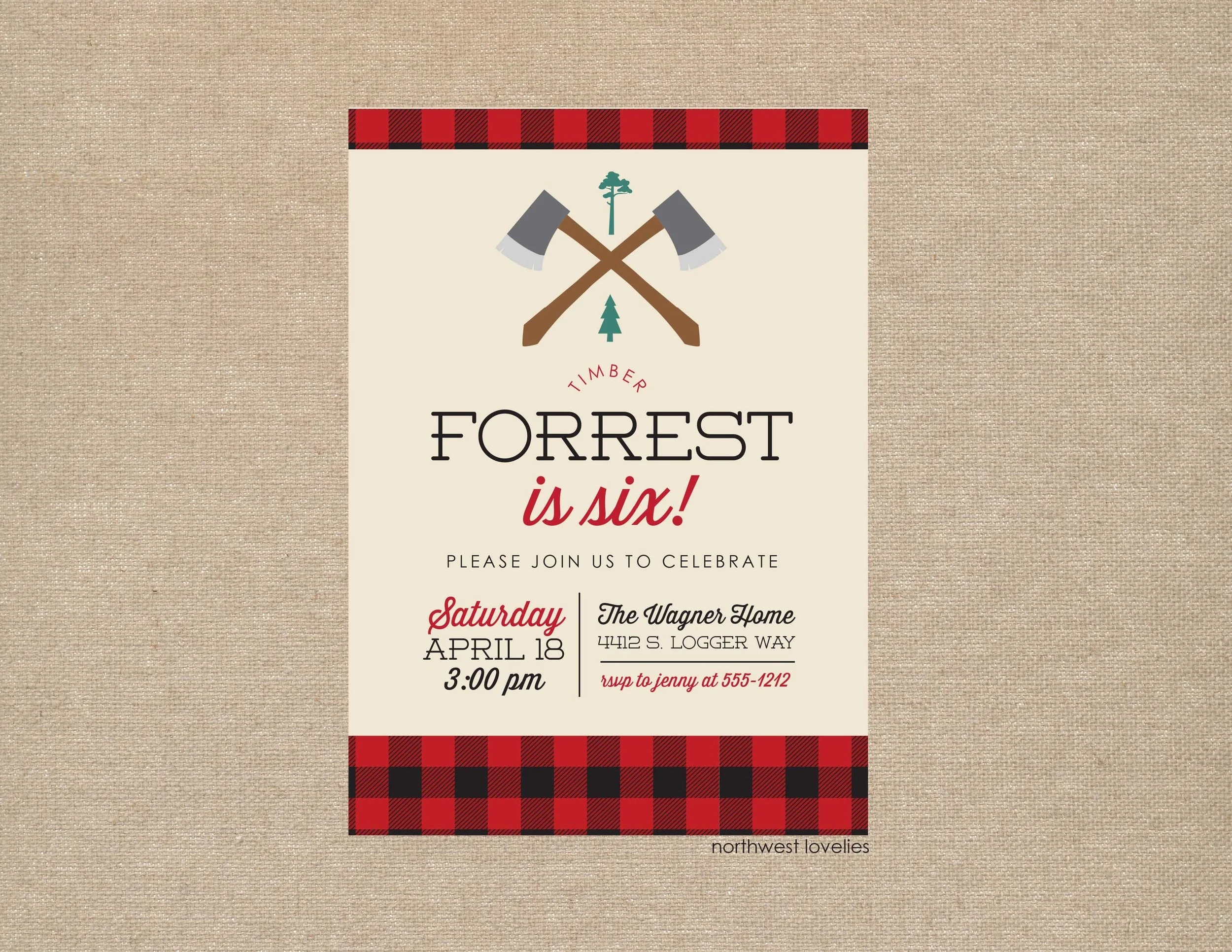   Lumberjack Party Invitation  