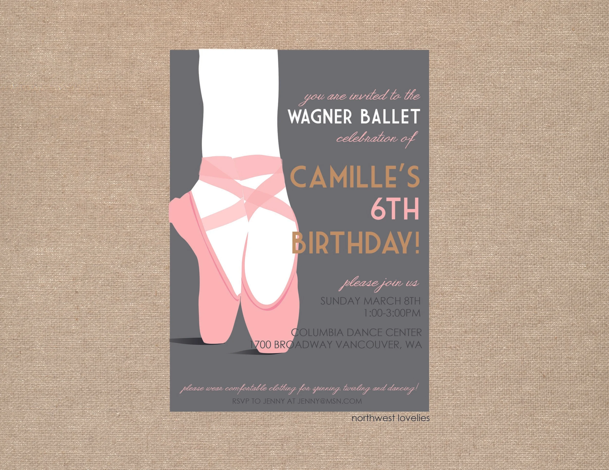 Ballet Birthday Invitation