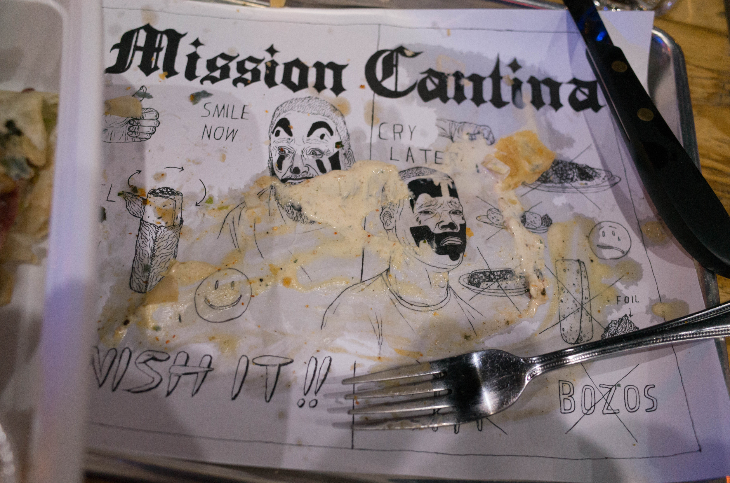  Judging from the Burrito-themed murals in the basement, I think Mission Cantina's all-burrito menu angle is here to stay. 