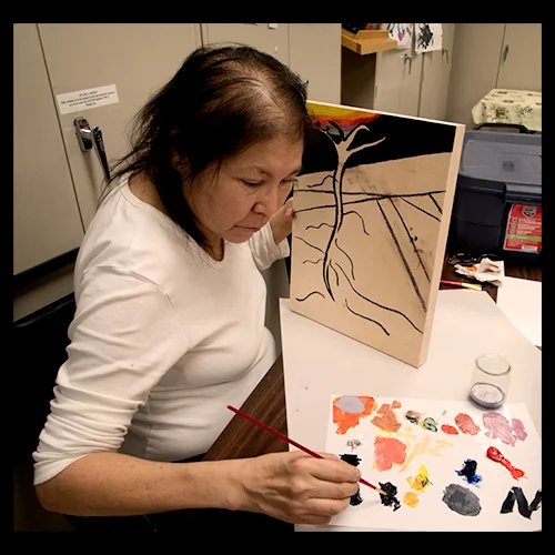 mixing paint - Beaverhouse First Nation