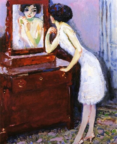 woman in the mirror painting
