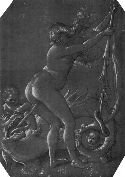 Stehende Hexe mit Ungeheuer (Standing witch with monster)