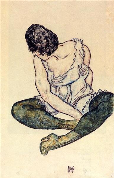 Seated Woman with Green Stockings 