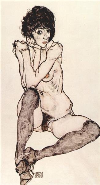 Seated female nude with elbows propped (Sitzender Frauenakt mit aufgestützten Ellbogen)