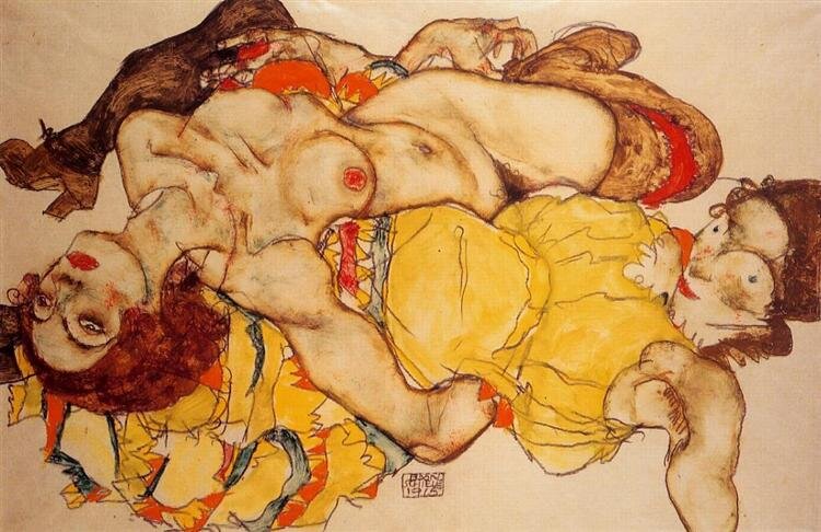 Two Girls Lying Entwined 