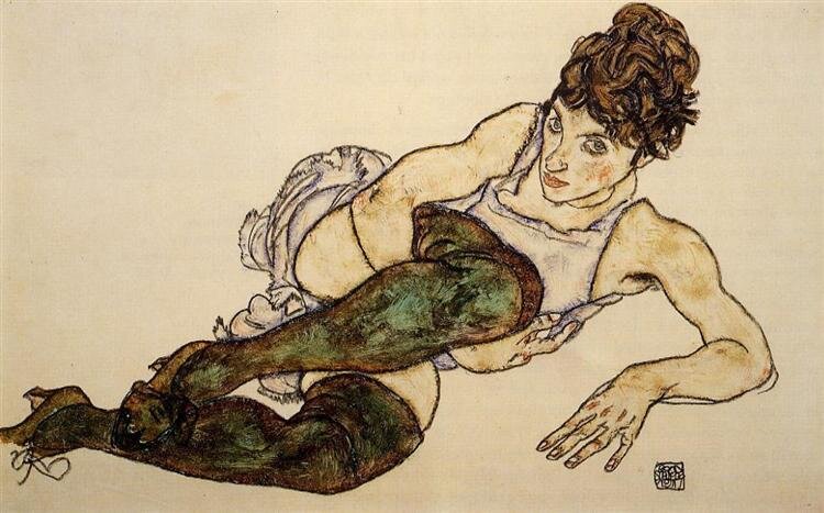 Reclining Woman with Green Stockings (Adele Harms) 