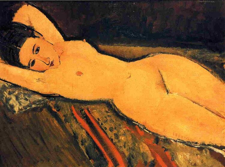 Reclining nude with Arms Folded under Her Head 