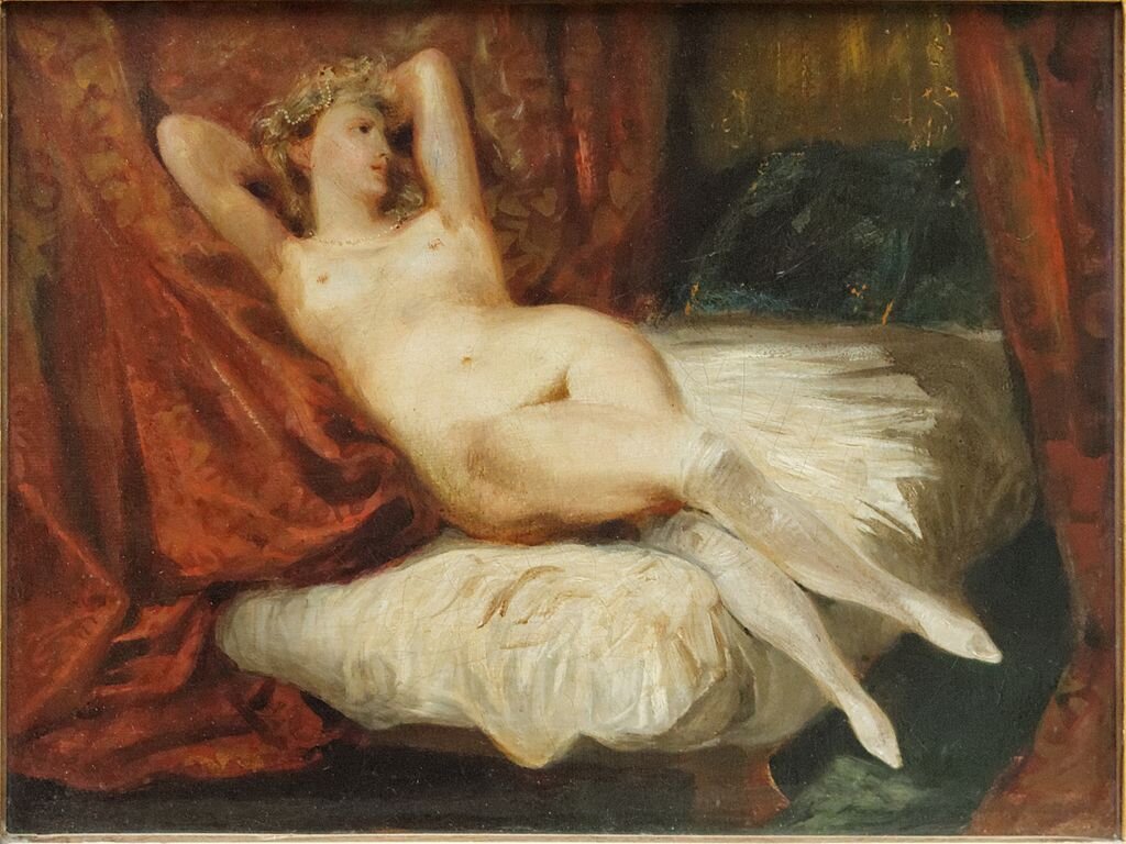 Study of Female Nude Reclining on a Divan (Woman With White Socks)