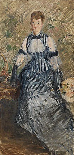 Woman in Striped Dress