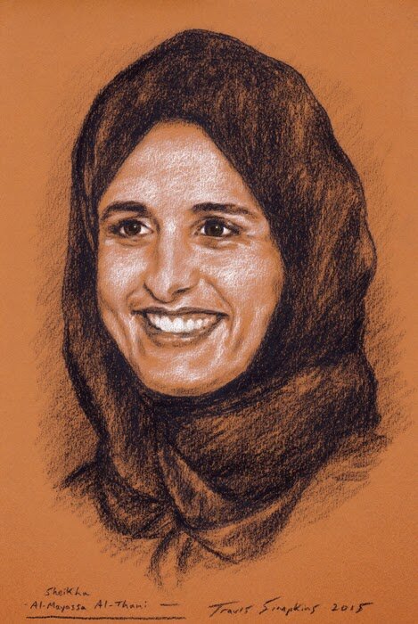 Portrait Sketch of Sheikha Al-Mayassa bint Hamad bin Khalifa Al-Thani Chairperson of Qatar Museums