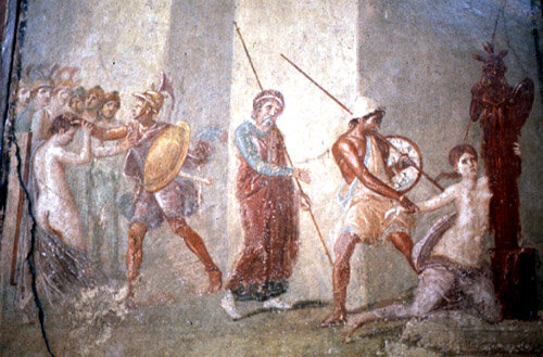 Ajax the Lesser in Troy drags Cassandra from Palladium before eyes of Priam, 