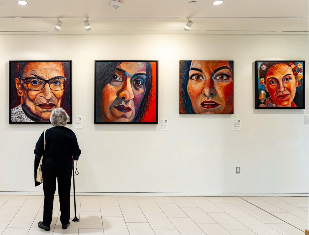 Four encaustic portraits from my solo exhibition Channah's Fire, on now through June 4, 2024 at Holy Blossom Temple Gallery in Toronto. .
.
#figurativeart 
#expressionism 
#portraiture 
#contemporaryart 
#fineart 
#canadianartist 
#amantascott 
#enca