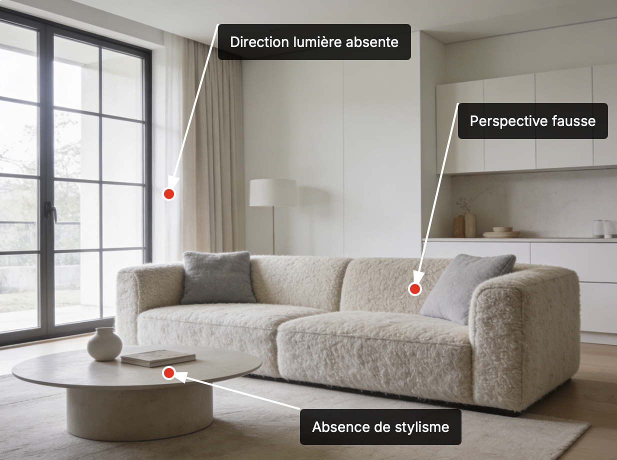 04 — Direction lumière absente, perspective fausse