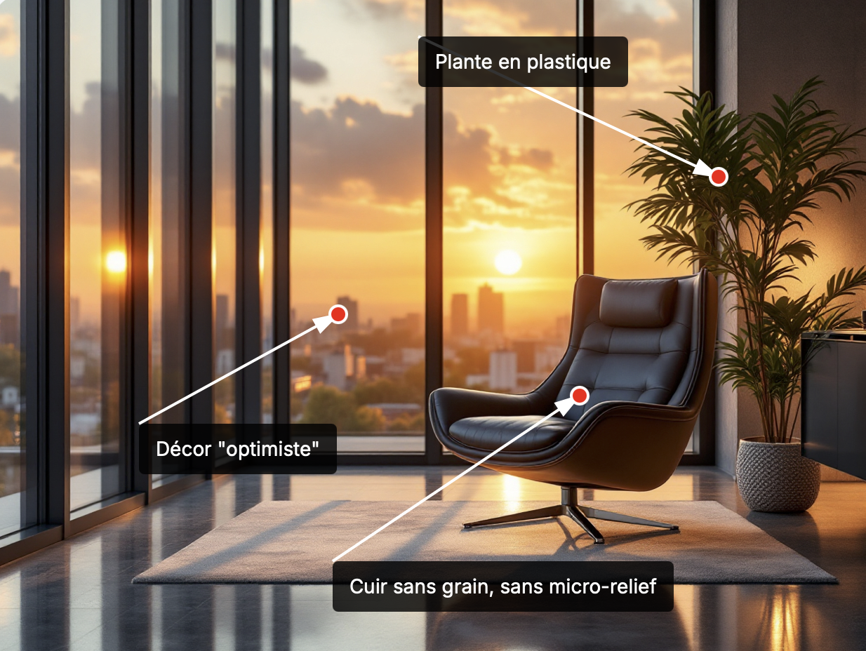 03 — Cuir sans grain, plante en plastique