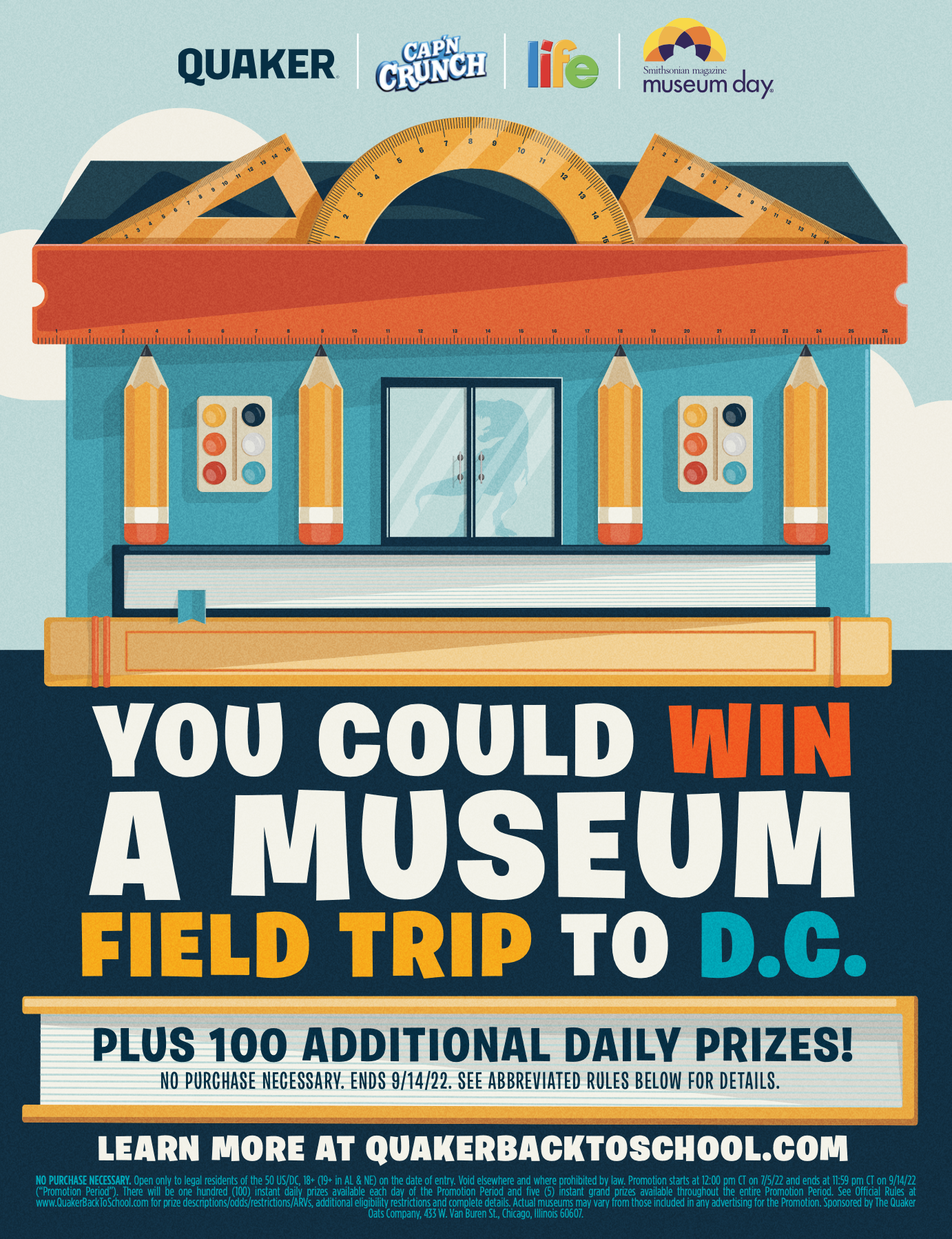  Concepting, art direction and execution for Quaker x Smithsonian Museum Day 2022 back to school campaign 