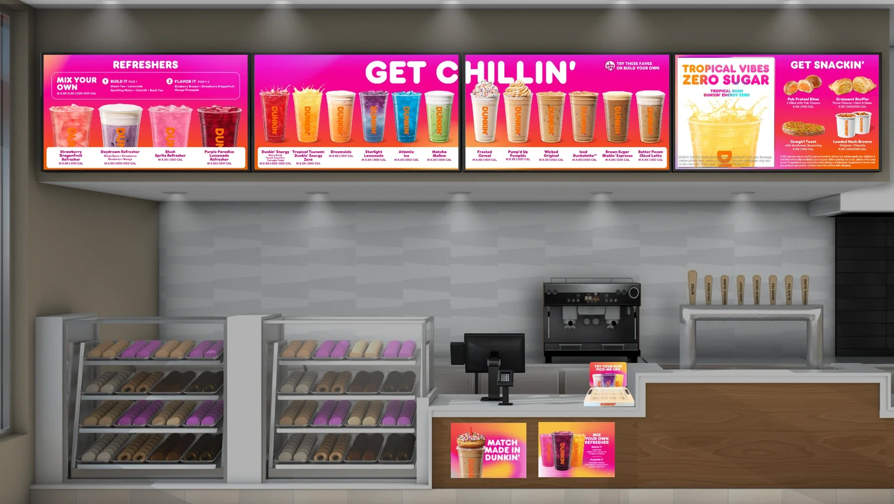  Concepting, design and art direction for Dunkin’s POP and menu board refresh  