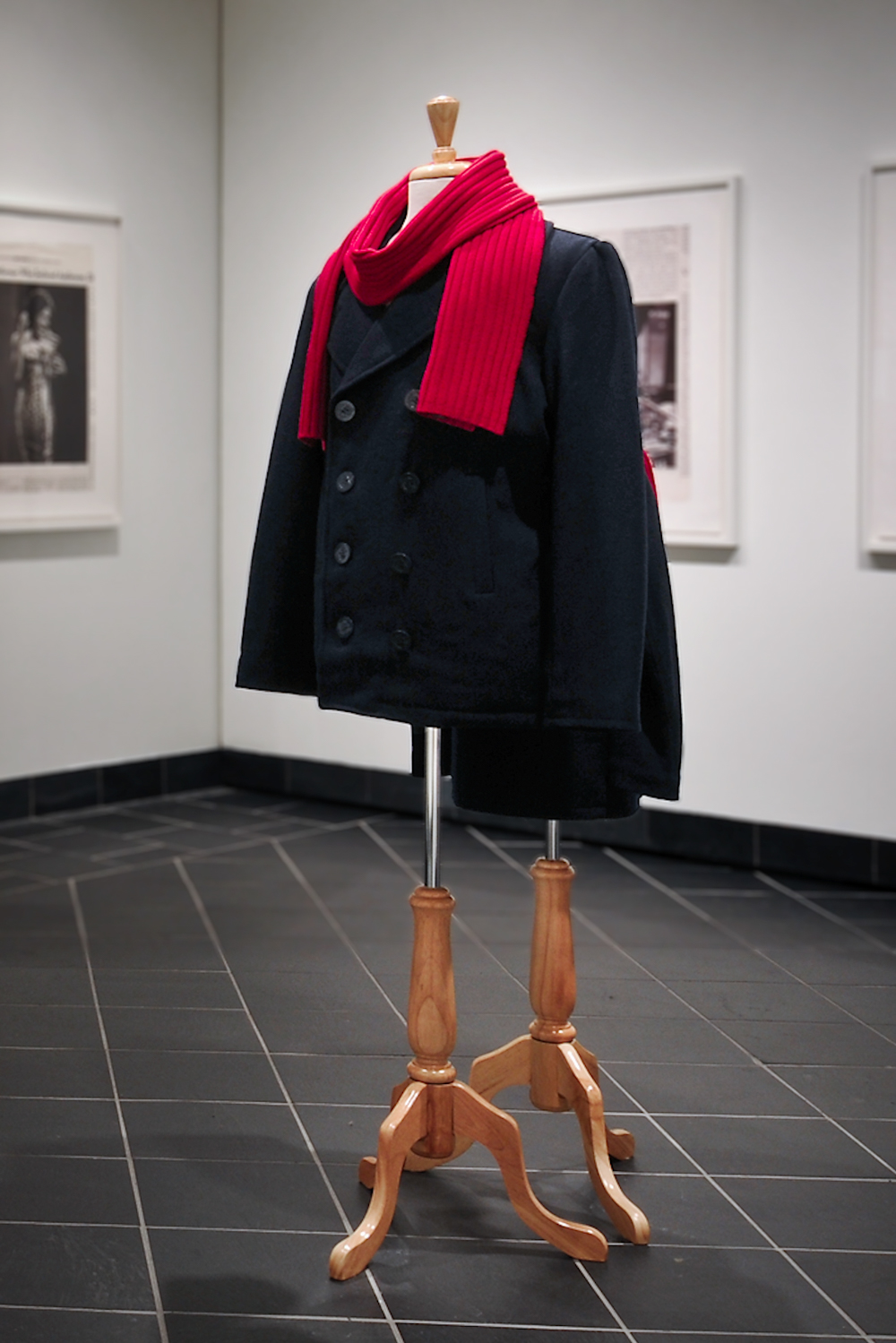 Installation view of the coats