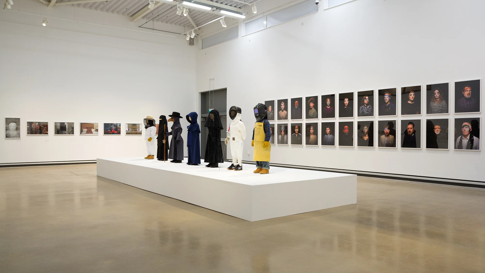 Installation view of Anti-Self-Portraits (2005 - 2008), Uniforms (2015), and Beauty (2017)