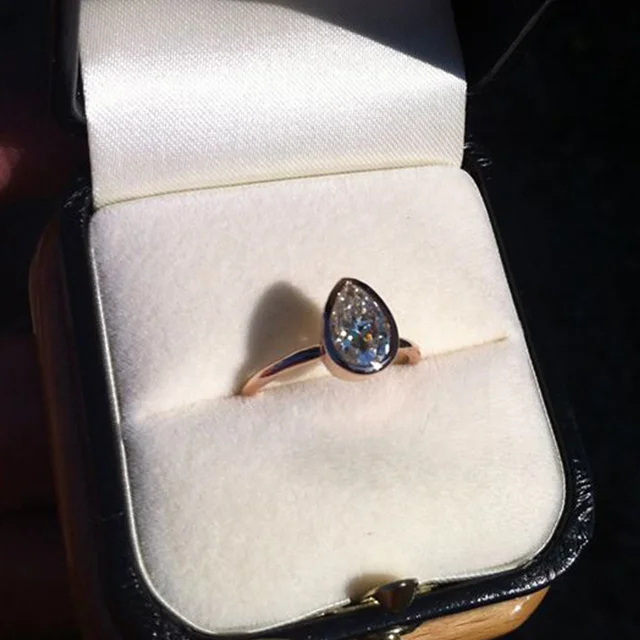 Pear Mossinaite Engagement Ring