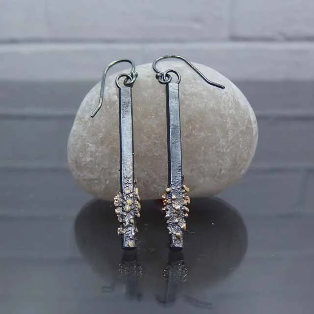 Bar Earrings with Fused Gold