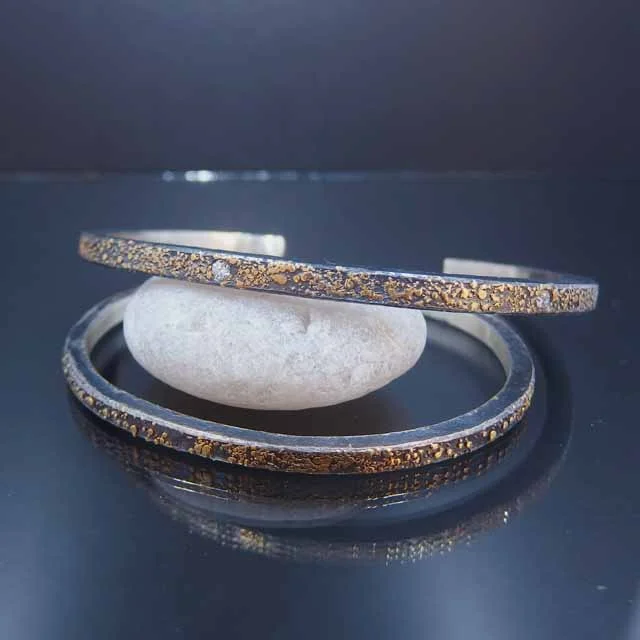 Fused Gold Bar Bracelets with Diamonds