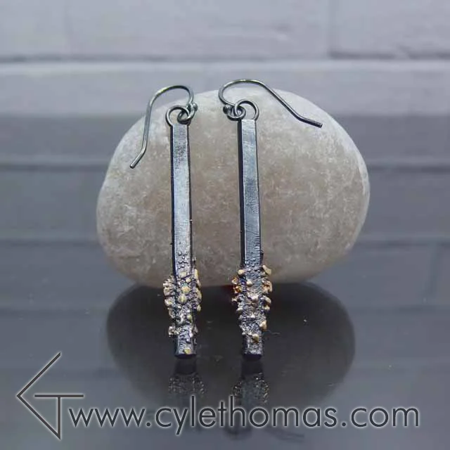 Bar Earrings with Fused Gold