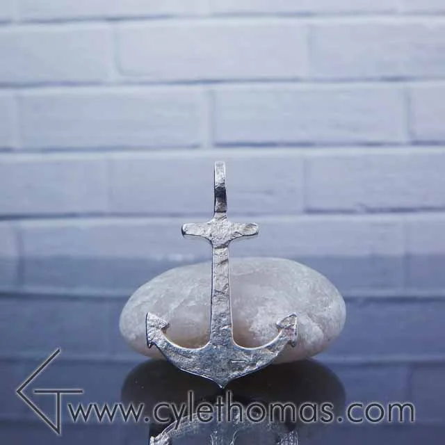 Large Anchor Pendant with Cast Iron Texture