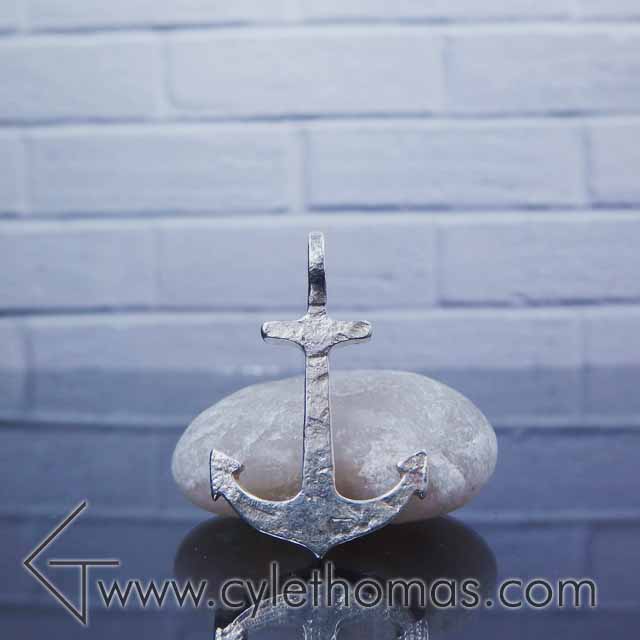 Large Anchor Pendant with Cast Iron Texture