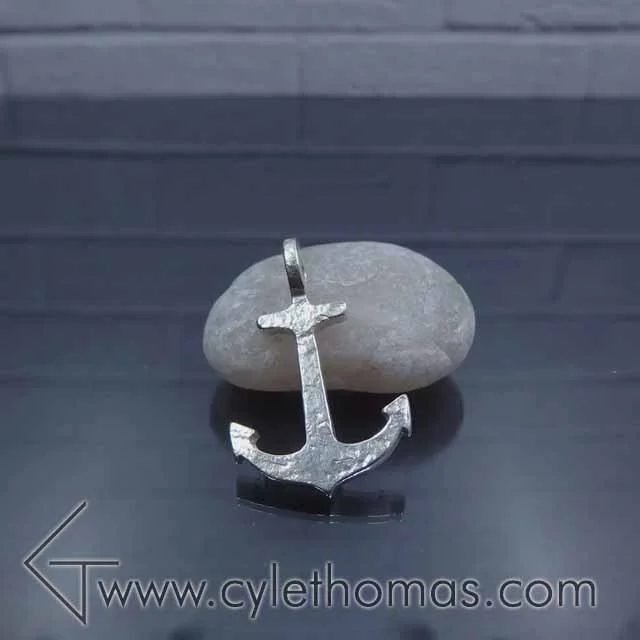 Large Anchor Pendant with Cast Iron Texture