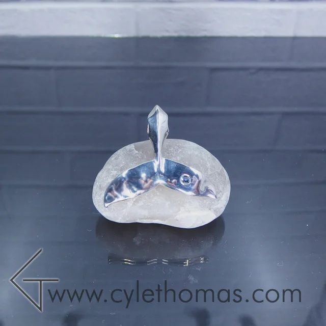Large Whale Tail with Aquamarine Barnacle