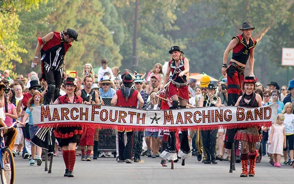 March Fourth Marching Band marched in the Monroe, Utah Pioneer Day Parade, in 2013